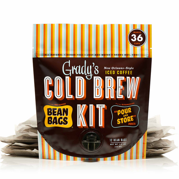 Grady's Cold Brew - Cold Brew Kit - Regular with Bean Bags Behind