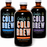 Grady's Cold Brew Variety Pack featuring New Orleans-Style, French Vanilla, and Cocoa Mocha coffee concentrate bottles.